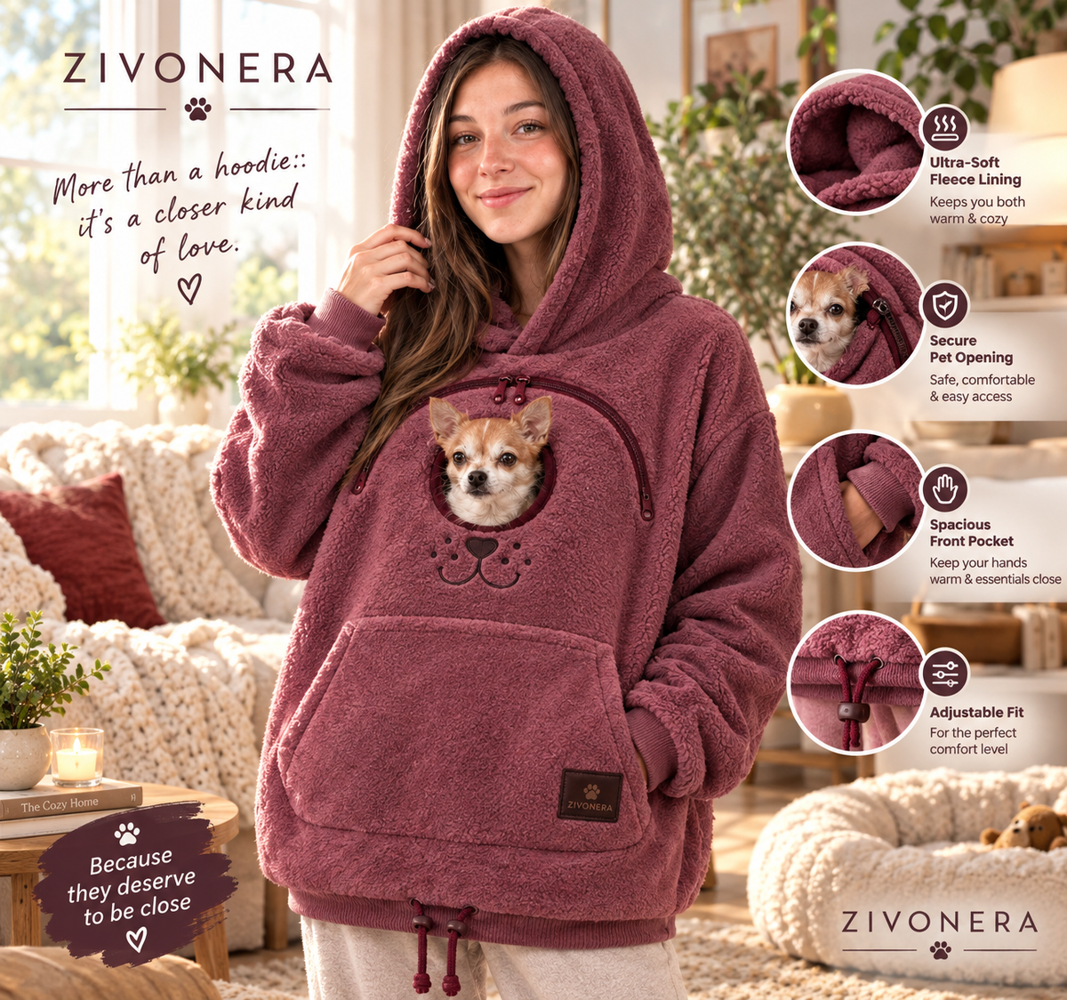 Cozy Hands-Free Pet Bonding Hoodie